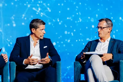 Alexander Morari in an exchange with Boris Perlet of PGIM on stage at PropTech Connect Europe 2026 in London.